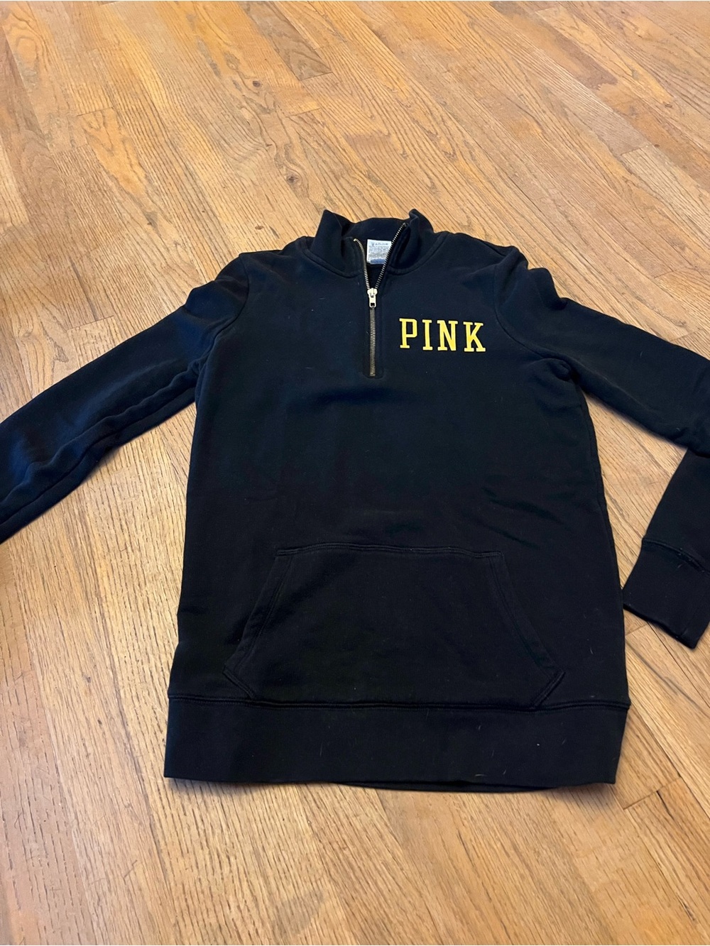 Victoria's Secret PINK Black Zip Sweatshirt with White Tag